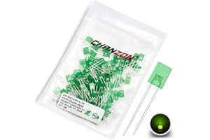 Chanzon 100 luces de diodo LED difuso amarillo-verde 2x5x7 (lente verde de color esmerilado cuadrado DC 2V 20mA) Componentes electrónicos Diodos emisores de luz indicadora
