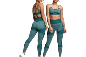 C K CrisKat Conjunto Deportivo 2 Piezas Yoga Traje Deportivo Conjunto de Leggings y Top Deportivo Conjunto de yoga Verano sin Costuras para Fitness