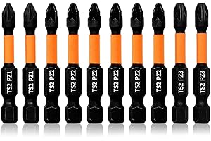 Hilpaty Juego de 10 Puntas Pozidriv para Atornillador, Bit de Destornillador Magnético Impacto PZ1*2 PZ2*6 PZ3*2, Longitud 50mm, Vástago Hexagonal de 1/4"