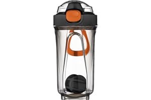 Mecmbj Shaker Proteinas, Botella Coctelera de 500 ml con Bola Batidora, Shaker Bottle, Vaso Mezclador Proteinas con Asa para Batidos Cremosos en Polvo (negro)