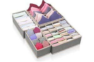 RANJIMA Organizador Armario Ropa Interior, Cajas Plegable Organizadoras Armarios Cajones de Tela 4 Organizador Cajones, de Cajones Robusto para almacenar Calcetines, Bufandas, Sujetador, Corbata