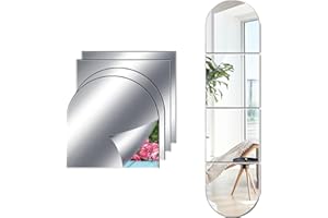 ‎JMITHA JMITHA Selbstklebende Fliesenspiegel 4 Stück 30x30cm Spiegelfliesen Selbstklebend 2mm HD DIY Acrylic Wandspiegel Klebespiegel Wanddekoration Spiegel Zum Aufkleben Klebespiegel für die Wand