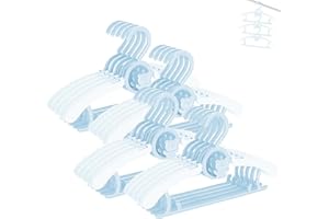 Stampelle Bambini per l’armadio di Neonato e Ragazzo e Ragazza, HGYZE 20 Appendini Impilabili con Gancio per Orsetto, Regolabili e Antiscivolo Appendiabiti per Vestiti, Salvaspazio Grucce, Blu+Bianco