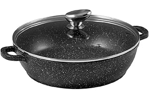 Pradel Excellence - PCUI001016 - Mijoteuse Fonte d'Aluminium Premium Ø28cm, Couvercle Verre - Revêtement Anti-Adhésif Façon Pierre - Poignée Amovible - Tout Feu, Noir