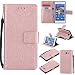 Produktbild Lonchee Sony Xperia M2 / M2 Leder Wallet Tasche Brieftasche Schutzhülle , Sonnenblumen geprägten Muster Design Hochwertige PU Leder Folio Tasche Case Hülle im Bookstyle mit Standfunktion Kredit Kartenfächer (Rose Gold)