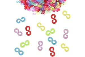 CLYHON Loom wstążki, 200 sztuk, akcesoria do bransoletek, kolorowe zapięcia, klipsy w kształcie litery S, do samodzielnego wykonania, gumowa bransoletka, zestaw