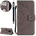 Produktbild HUDDU Mandala Totem Blumen Tasche Leder Schutzhülle für Samsung Galaxy S9 Plus Hülle Flip Handyhülle Slim Wallet Case Cover Ultra Dünn Ledertasche im Bookstyle mit Kartenfach Magnetverschluss Stand Wrist Strap Notebook Brieftasche Etui Handytaschen für Samsung Galaxy S9 Plus Klapphülle Mädchen (Grau)