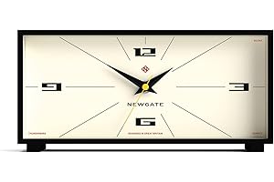 NEWGATE® Thunderbird desk clock | Retro contemporary rectangular design | Black | Modern mid century style for desk, mantel, table top or shelf