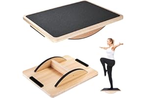 PLLYPE Deska do balansowania z drewna, profesjonalna drewniana deska do balansowania, antypoślizgowa, trenażer równowagi, drewniany trener stóp do fizjoterapii, korekcji postawy