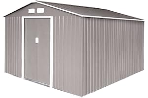 ‎SVITA HATTORO S300 Metall Gerätehaus XXXL 277x319x192cm Geräteschuppen Garten Schuppen Gartenhaus Satteldach Hellgrau