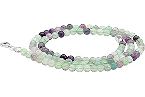 Lebensquelle Plus Collana con perline in pietra preziosa + chiusura in argento 925 | Perline Ø 4 mm con moschettone, lunghezza 45 cm | Collana di alta qualità