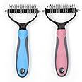 ABOUT SPACE Dog Comb - Double Sided Dematting/Deshedding Pet Comb - Professional Grooming Pet Brush for Hair Tangle Removing - Grooming Tool for Short Hair & Furry Dogs, Cats- Pink/Blue Assorted Color