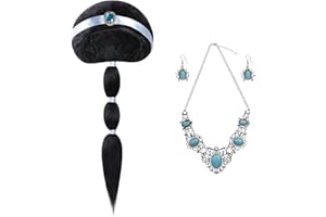 ACWOO Jasmine Princesse Perruque Enfant Fille, Perruques Jasmine Princesse Tresse avec Princesse Colliers et Boucles d'oreilles, Jasmine Princesse Enfant Cosplay Perruque, pour Carnaval Haloween Fête