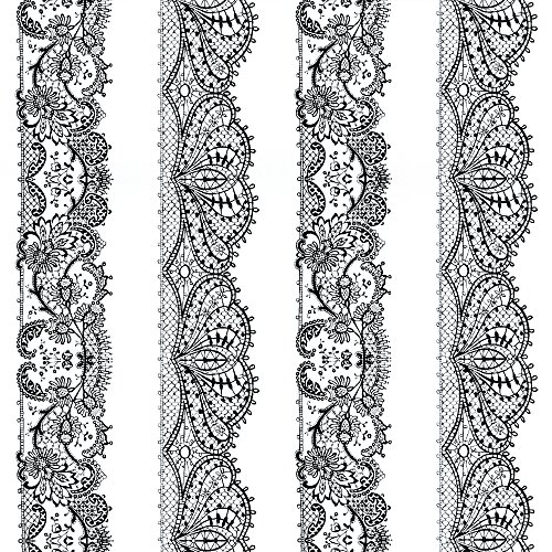 P&S International Catherine Lansfield Spitze Streifenmuster Tapete Kunstvoll Motif – Weiß Schwarz 13379-34 - 2