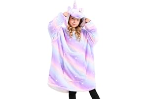 Piefry Sudadera con Capucha de Unicornio para Niñas, Sudadera con Capucha de Gran Tamaño para Niños