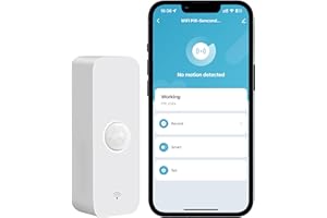 PHOVOLT Détecteur de mouvement WiFi : détecteur de mouvement intelligent avec notifications d'application, capteur de contact sans fil pour domotique intelligente, fonctionne avec Alexa Echo (1 pièce)