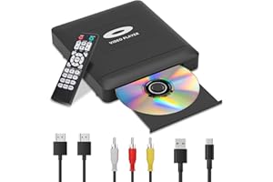 TOBORHER Mini HD DVD Player with Hdmi, Multi Region DVD Player for Smart TV, HDMI/RCA Output Cable Included, 1080P, Breakpoint Memory, Built-in PAL/NTSC, CD Players for Home