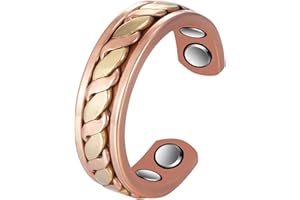 YINOX Anneaux en cuivre magnétiques super puissants pour hommes et femmes, anneaux en cuivre magnétiques indiens tissés à la main, comprend 4 aimants NdFeB et une boîte cadeau de haute qualité (5,9