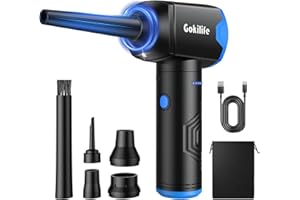 Gokilife Compressed Air Duster for PC,3-Gear Speed (Max 110000RPM) Cordless Air Duster with LED-Light,Reusable Compressed Air for Laptop, Keyboard, Replaces Compressed Air Can (AD39-Blue)