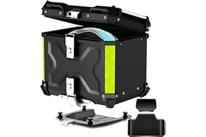 ‎LESANM Motorrad Topcase, 45L Topcase für Roller Wasserdicht Topcase Aluminium Motorrad Heckbox Reisen Motorradkoffer mit Sicherheitsschloss für Motorradhelm Helm, Wasserdicht Motorrad Top Box (Schwarz)