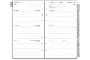 YHH Wkład kalendarza tygodniowego 2026, format osobisty (9,5 x 17,1 cm), 6 pierścieni, planer tygodniowy i miesięczny z zakładkami, notatki, kontakt, styk 26 do grudnia 26, 1 tydzień na 2 stronach