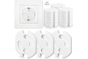 CEXOVO ﻿Zabezpieczenie Gniazdka Przed Dziećmi,30 Sztuk,Zabezpieczenie Przed Dziećmi do Gniazdka,Z Mechanizmem Obrotowym,Zabezpieczenie Przed Dziećmi do Gniazdka,Dla Dzieci i Małych Dzieci w Domu,Biały