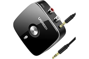 UGREEN Ricevitore Bluetooth 5.1 aptX HD Adattatore Audio 2RCA 3,5 mm HiFi EDR Bassa Latenza Wireless Compatibile con Telefono Tablet Altoparlante Amplificatore