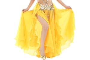 Calcifer Elegante falda de gasa rizada para danza del vientre, vestido de baile de corte alto para mujer, bailarina profesional