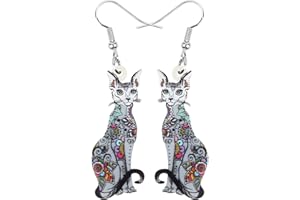 Bonsny Acrylic Long Drop Dangle Cat Earrings "CAYLEIGH Statement Pop-Art Kitten Gift Girl Women