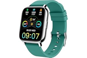 ORDTOP Smart Watch, Fitness Tracker 1.69" Touch Screen Heart Rate Sleep Monitor, IP68 Waterproof Fitness Watch, 24 Modes, Pedometer Step Activity Trackers Smartwatch for Men Women for Android iOS Cyan