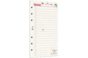 Zelten Carta perforata multicolore, 45 fogli, 90 pagine, per rilegatura a 6 fori, quaderno ricaricabile (A6, Fairy Tale Todo List)