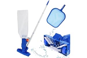 RXXR Pool Floor Cleaner Set Upgrade Pool Vacuum Kit Pool Landing Net Set Leaf Net Swimming Pool Floor NetPool Vacuum Cleaner with Suction Brush Telescopic Rod Deep Landing Net (Pool Vacuum with brush)
