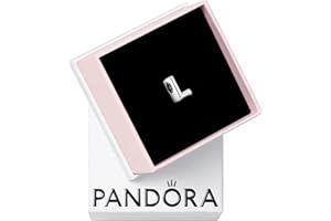 PANDORA Moments Buchstabe L - wendbares Alphabet-Charm aus Sterling-Silber mit geprägten Herzen und Perlen an der Rückseite - kompatibel mit Armbändern Moments Kollektion