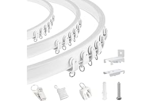 TOKPLNU Bendable Ceiling Curtain Track for Bay Window, 4.26m Curved Flexible Curtain Rail Ceiling or Wall Mounted Heavy Duty Curtain Rails and Fittings for RV Bunk Bed Room Divider