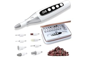 AOMEES Electric Nail File-E File 8 Attachments, LED Light & Display Screen, 10 Speeds, Clockwise/Anticlockwise for Pain-Free Trimming, Buffing & Shaping | Nail Kit for Home & Salon Use | Electric Nail Drill