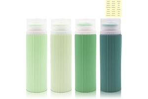 GEBRAZY Reiseflaschen-4 Stück 100ml Reiseflaschen Set-mit Etiketten Reisezubehör-Silikon Flaschen Reise-Camping Silikon Reiseflasche- für Shampoo Sonnenschutzmittel Körperlotionen Conditioner Lotion (Grün)