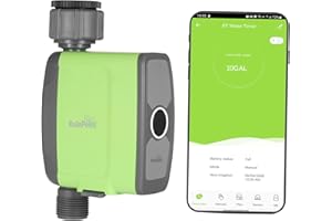 Bewässerungsuhr Hancaner Programmierbarer BT-Wassertimer-Schlauchhahn-Timer Batteriebetriebener Wasserdurchflussmesser für den Außenbereich IP54 Automatische Smartphone-Steuerung Bewässerungsregler