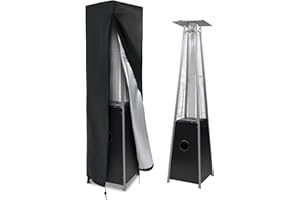Flymer Housse de protection pour chauffage de terrasse en tissu Oxford 420D pour chauffage pyramidal, imperméable, très résistante, noire, 221 x 61 x 53 cm