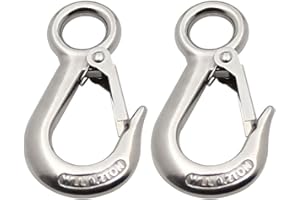 POFET 2 ganci per sollevamento carichi americani resistenti, 0,2T-304 in acciaio inox con occhiello grande, carico di lavoro 200 kg