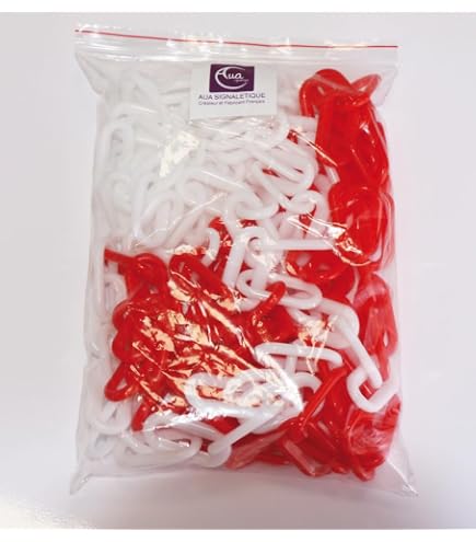 Chaîne Plastique Délimitation Signalisation 25m Vert/Blanc - Maillon 8mm W0197