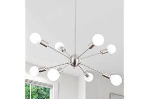 ASHUAQI Lampara Araña Techo, 8 Luces Lamparas de Techo Salon Níquel, E27 Lámparas Colgantes Moderno, Lámpara Sputnik Para Cocina, Comedor, Dormitorio, Pasillo