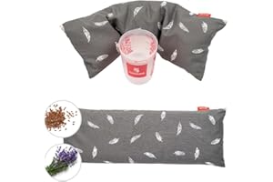 SAKOLINO - Cuscino Termico di Semi di Lino con Lavanda per Microonde - Allevia Dolori Cervicali, Mestruali, Muscolari e Sportivi - Sacco Caldo e Freddo Riutilizzabile - Naturale (Piume)