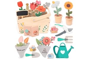 umu® Set da Giardino in Legno per Bambini con Accessori - Giocattolo Educativo con Annaffiatoio, Pala, Rastrello - Attrezzi per Ragazze e Ragazzi