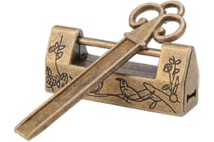Vintage Lock, Mini Chinese Style Traditional Mag pie Flowers Padlock Decorative Lock with Key for Jewelry Box Drawer
