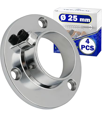 KLEHOPE Support Tringle 25mm, 6 Pièces Fixation pour Penderie en Forme de U, Alliage de Zinc Tube de Penderie Ronde, pour Salle de Bain Armoire Chambre à Coucher Cuisine