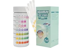 COZII Lot de 100 bandelettes de test 7 en 1 pour aquarium, test de pH nitrite, nitrate, dureté totale, chlore libre, alcalinité, carbonate, eau salée précise, eau douce d'aquarium