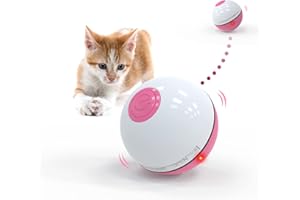 LUCKY SUE Interactive Cat Toy Ball with LED Light & Catnip,Ring Bell Feather Toy,Rolling Spinning Smart Pet Toys,Auto Rotating Intelligent Cat Ball Toy,USB Rechargeable Hunting Kitty Funny Chaser Roller