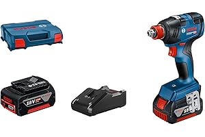 Bosch Professional 18V System atornillador de impacto a batería GDX 18V-200 (par máx. 200 Nm, incl. 2 baterías GBA 18V 4.0Ah, cargador rápido GAL 18V-40, L-Case)