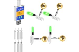FUFRE Elektroniczny sygnalizator brań, zestaw wędkarski z ładowarką i akumulatorem, nocne łowienie ryb, akcesoria wędkarskie, świecące pręty LED do wędkowania