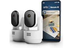 Arlo Indoor 3 HD PTZ Überwachungskamera Innen, 2er Set, HD Video, 360º Schwenkbar, 2-Wege-Audio, Bewegungsverfolgung, Kabelgebunden, Für Babys, Haustiere, Hausüberwachung, mit Secure Plan Testzeitraum